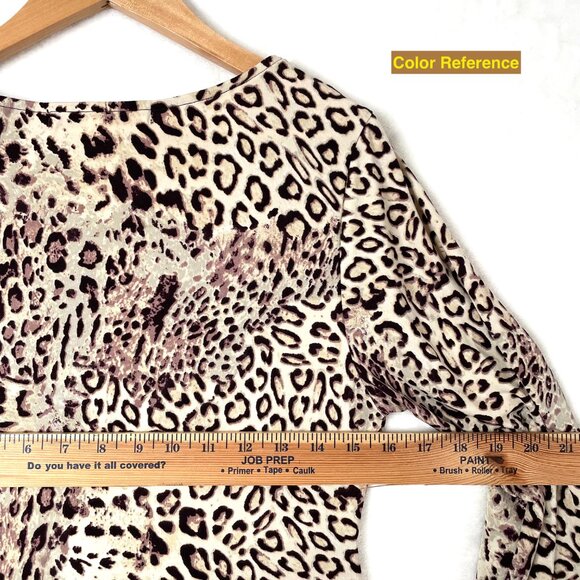 Boston Proper Shirt Womens S Brown Leopard Beaded Trim Long Sleeve Blouse NEW - Picture 7 of 9